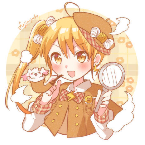 Mister Donut gijinka series (Pokemon collab caramel whipped cream donut - girl detective)