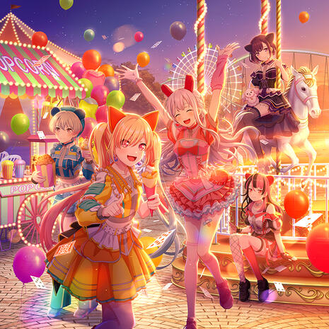 Mugendai Mewtype 3rd Single Mayonaka Yuuenchi CD cover art clean illustration (artist unknown)