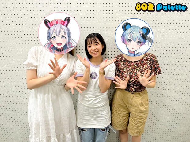 Nonoka and Ritsu with Toyota Honoka (host of the radio show 802 Palette) before their interview