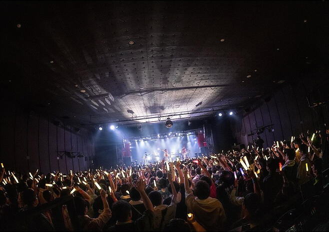 Picture of the band playing from the official concert photos