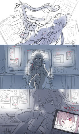 rough drafts for Big Mouth MV illust