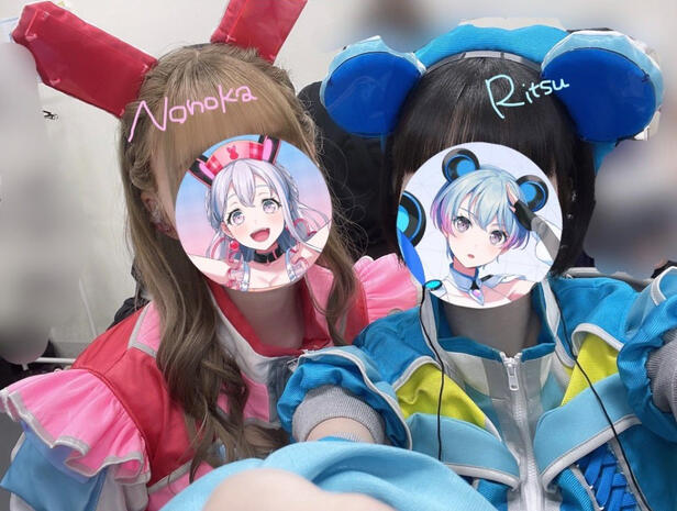 selfie Nonoka and Ritsu took in their 1st Live stage costumes